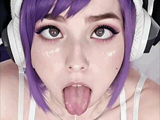 Purple Haired Cutie Gives Spit-Filled Handjob Blowjob While Vibing To Music In Femdom POV