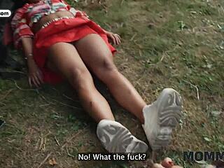 Valentina Sierra Rubs Huge Tits on Long Cock Outdoors