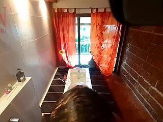 voyeur housewife shaves pussy shower tease