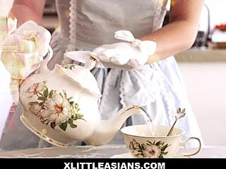 asian teen kimmy kim dolled up gets fucked from behind dress on