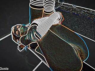 dig this long-tongue busty brunette's ass workout!