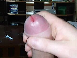 guy strokes hard watching hot tranny solo cumshot action