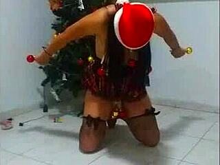 bound christmas slave chokes on humiliating gags