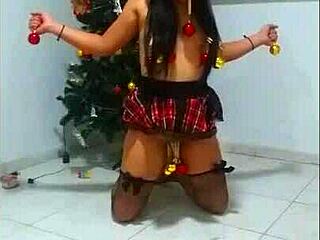 bound christmas slave chokes on humiliating gags