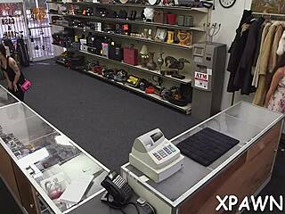 Rough Couple Fucks Tight Slut In Shop