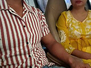 public car flash turns into risky boob tease and dirty fingering