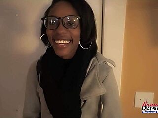 nerdy brunette sylvia masturbates then rides big black cock