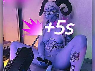 beautiful cosplayer quivers from intense toy orgasm