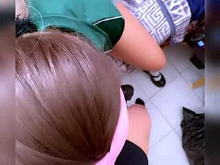 Innocent-looking college girl deepthroats cock then spreads pink pussy wide homemade