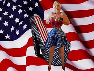 Granny licks patriotic dick for creampie