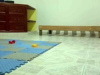 chubby latina neighbor cleans her new apartment thoroughly