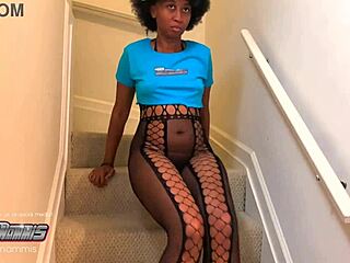 SLoppy WET hippie chick GAGS on BBC staircase BALLS DEEP