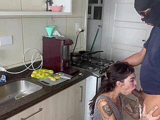 while cooking suddenly my friend barebacks my ass with bbc