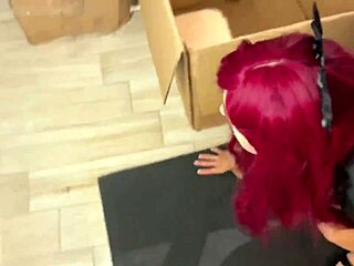 Cosplay Redhead's Funny Faces During Intriguing Oral Play