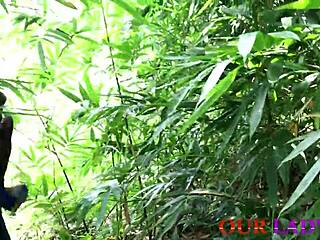 Chubby Nigerian BBW Housewife's Fat Black Ass Pounded by BBC Vigilante in African Bush