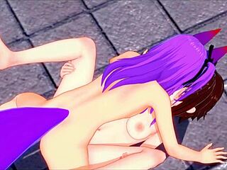 Abby flips role reversal pumping protagonist-kun's shemale pussy!