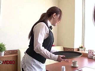 Uniformed Japanese babe delivers smooth seductive blowjob