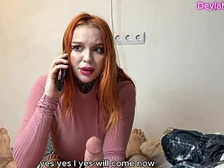 Redhead wife savors lover's cum kiss before rough cuckold fuck with pierced nipple husband