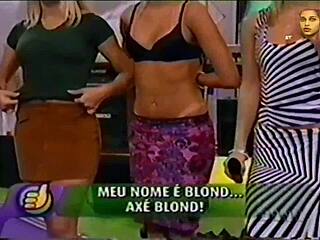 brazilian blonde's clothes ripped in wild striptease frenzy