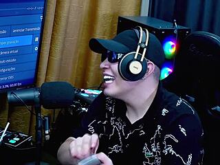 Belinha Baracho BENT OVER podcast table, SHOWING her HUGE ass CLOSE UP as Ruan takes advantage