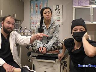 dr tampa examines jasmine rose's natural tits shaved pussy in pov