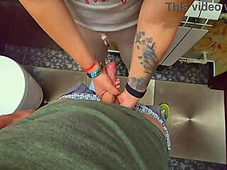 stranger pumps cum into panties in restaurant toilet