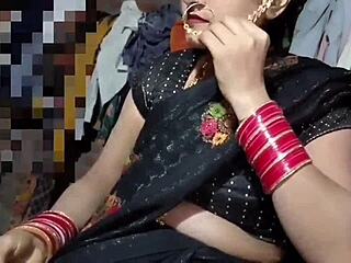 Indian bride pisses in black saree on ranch wedding night