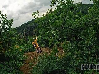 Hunt4k. naked stranger's nice BOOBS lead to forest FUCK