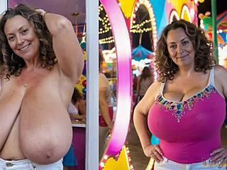 nude hiker mom flashes huge saggy tits outdoors