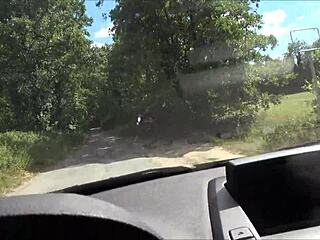 Blonde German slut begs for monster cock creampie on outdoor car adventure!