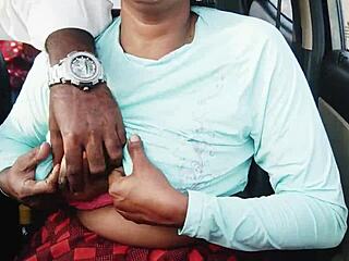 Desi babe screams in car sex with dirty Telugu pussy talk!