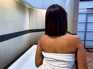 skinny slut barebacks big cock in motel jacuzzi riding cowgirl to multiple orgasms