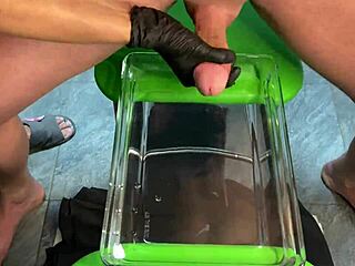 Mature sexy milf handjobs muscular bodybuilder's huge cock to aquarium cumshot