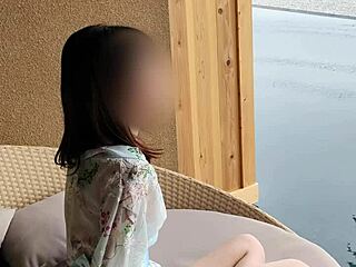 sexy college brunette in kimono teases feet legs outdoor cosplay fetish