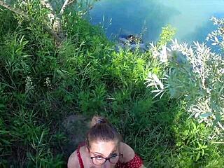 Lost petite screams then slurps cock deep 😏🌳💦